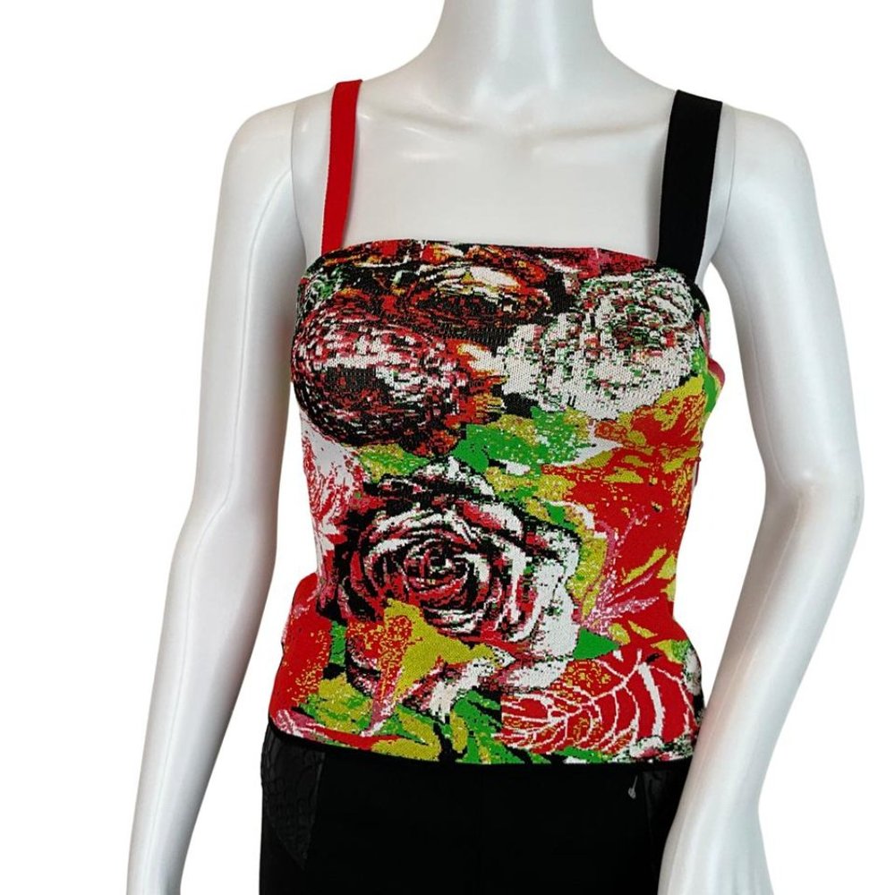 Gianni Versace Women's Sleeveless Print Floral Top Blouse Multicolor Sz 36